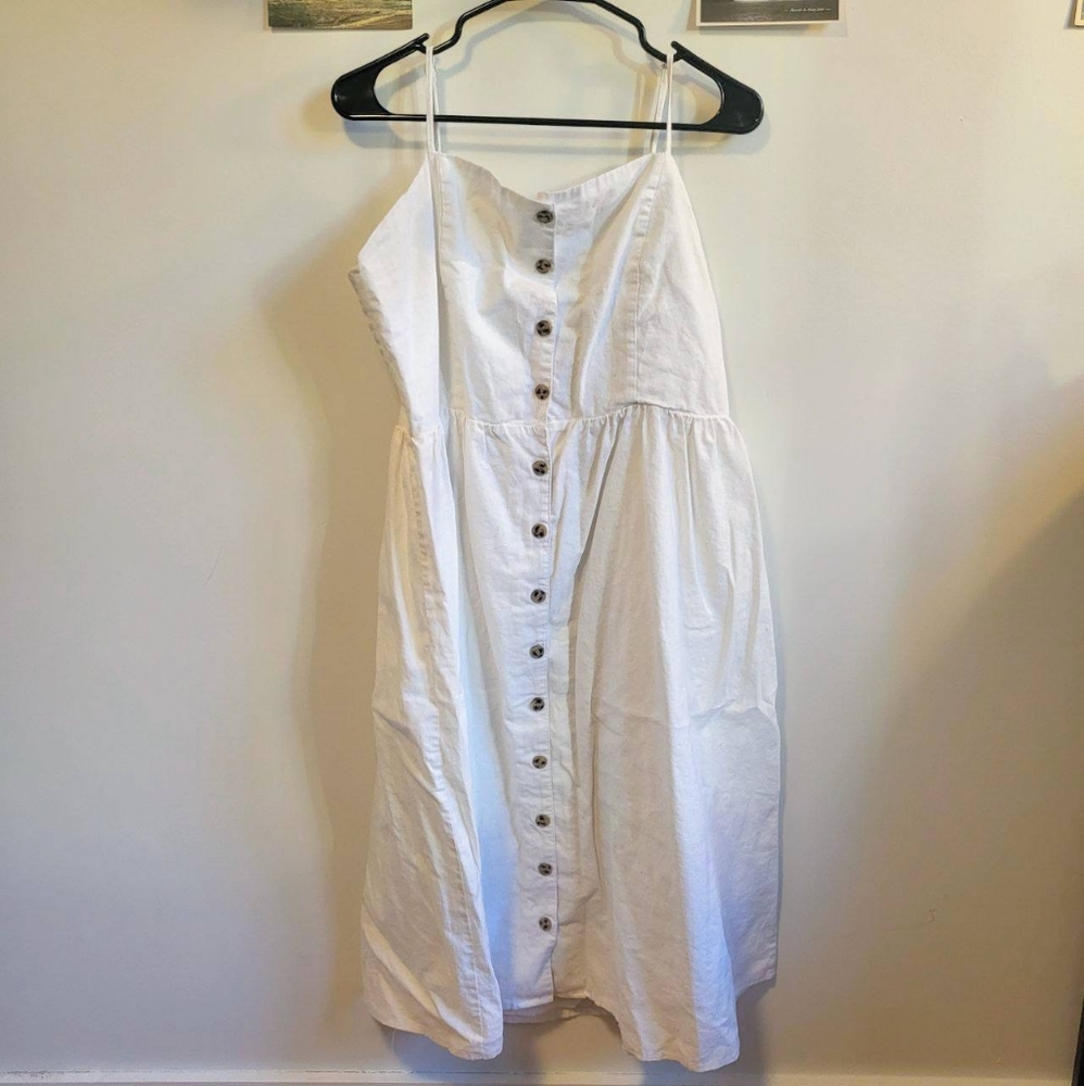 H&M White linen button dress
